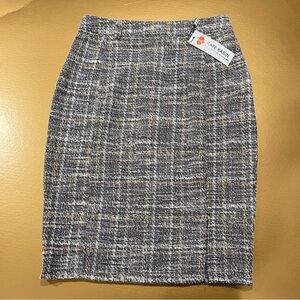 Kate Kasin Metallic Pencil Tweed Skirt Size Medium